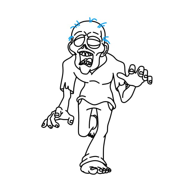 Hướng dẫn vẽ thây ma thật đáng sợ cho bé - Bước 7