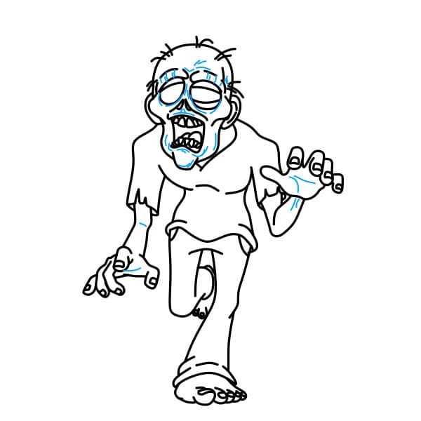 Hướng dẫn vẽ thây ma thật đáng sợ cho bé - Bước 8