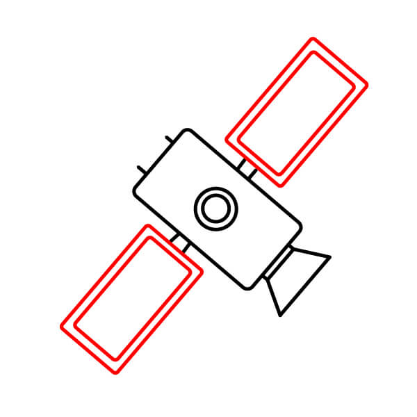 Hướng dẫn vẽ vệ tinh từng bước cho trẻ em - Khung và giá đỡ tấm pin mặt trời