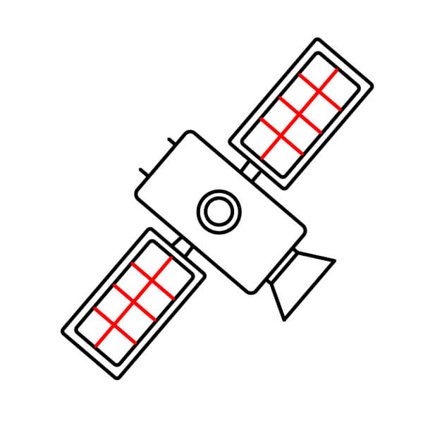 Hướng dẫn vẽ vệ tinh từng bước cho trẻ em - Lưới tấm pin