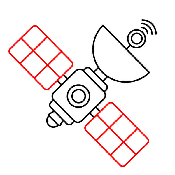 Vẽ vệ tinh không gian đơn giản dành cho trẻ em - Các tấm pin mặt trời