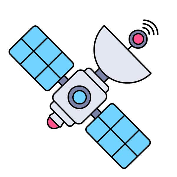 Vẽ vệ tinh không gian đơn giản dành cho trẻ em - Tô màu