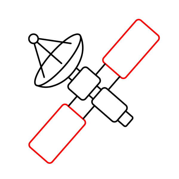 Học cách vẽ một vệ tinh thật ngầu – Bài học vẽ thú vị - Khung tấm pin mặt trời