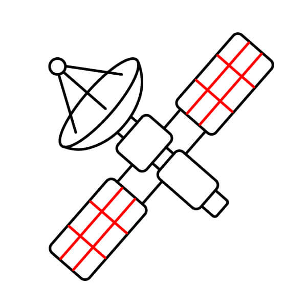 Học cách vẽ một vệ tinh thật ngầu – Bài học vẽ thú vị - Lưới tấm pin mặt trời