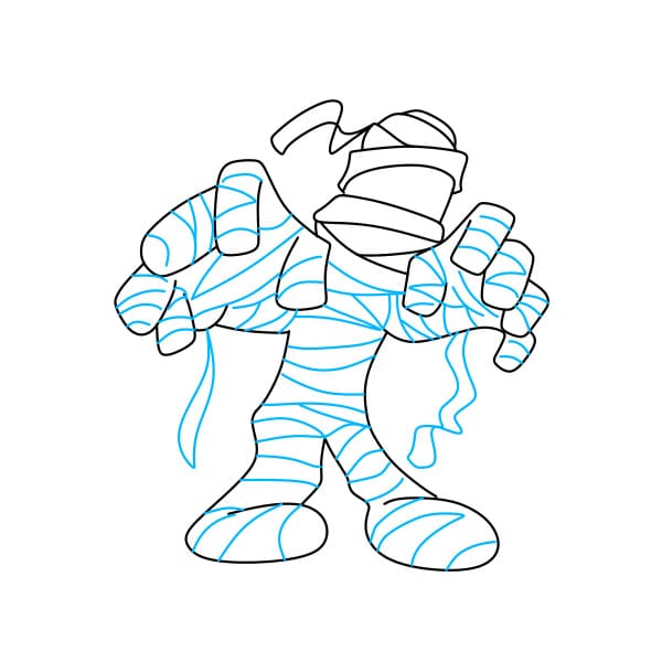 Hướng dẫn vẽ Xác Ướp rùng rợn cho bé - Bước 5