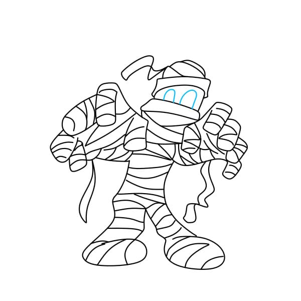 Hướng dẫn vẽ Xác Ướp rùng rợn cho bé - Bước 6