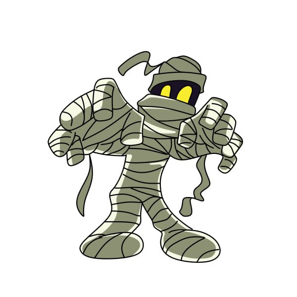 Hướng dẫn vẽ Xác Ướp rùng rợn cho bé - Bước 7