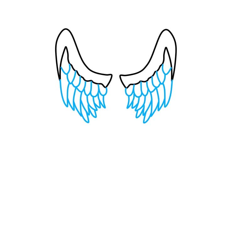 Hướng dẫn cách vẽ đôi cánh thiên thần đơn giản cho bé - Bước 2