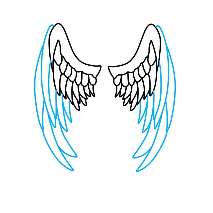 Hướng dẫn cách vẽ đôi cánh thiên thần đơn giản cho bé - Bước 3
