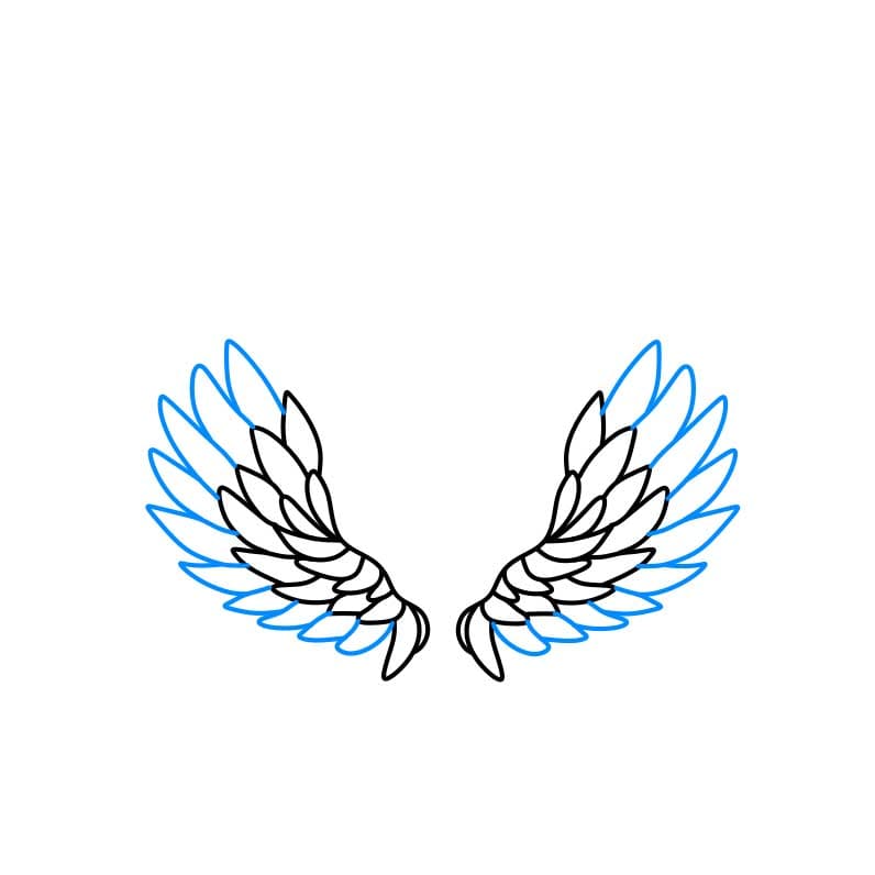 Hướng dẫn vẽ dễ dàng : đôi cánh thiên thần - Bước 3
