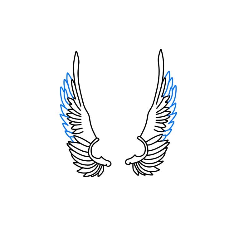 Hướng dẫn cách vẽ đôi cánh thiên thần đơn giản và đẹp - Bước 3