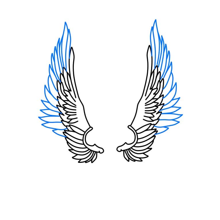 Hướng dẫn cách vẽ đôi cánh thiên thần đơn giản và đẹp - Bước 4