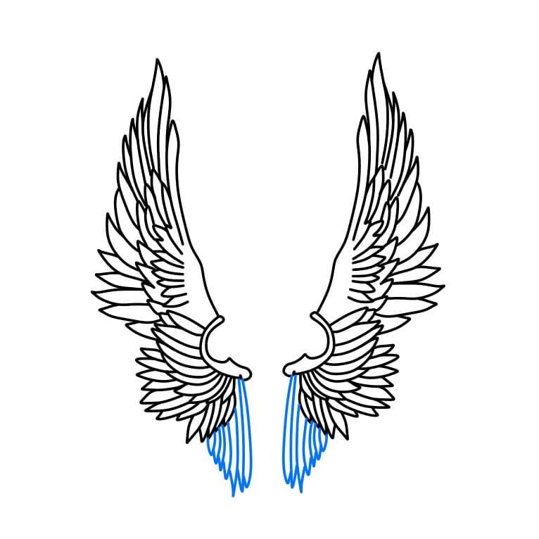 Hướng dẫn cách vẽ đôi cánh thiên thần đơn giản và đẹp - Bước 5