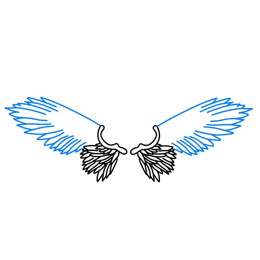 Hướng dẫn cách vẽ đôi cánh thiên thần chi tiết từng bước cho bé - Bước 3