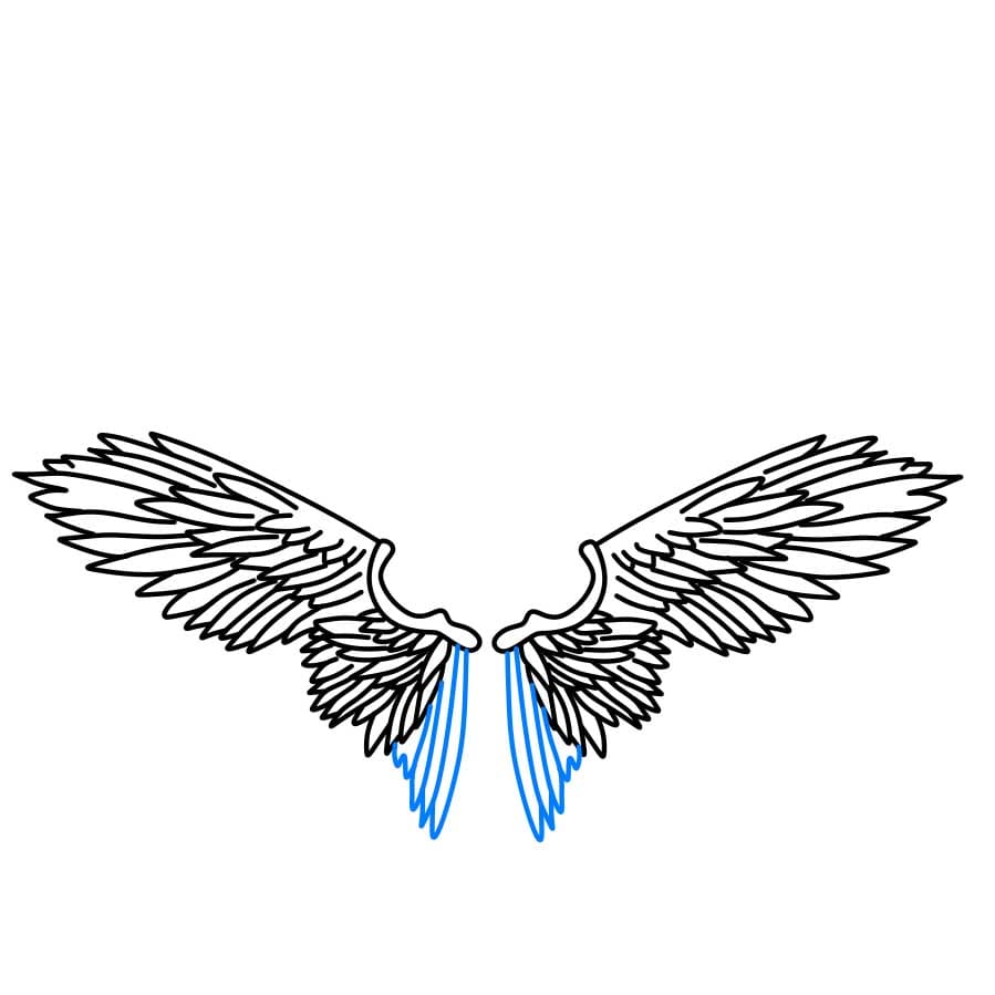 Hướng dẫn cách vẽ đôi cánh thiên thần chi tiết từng bước cho bé - Bước 4