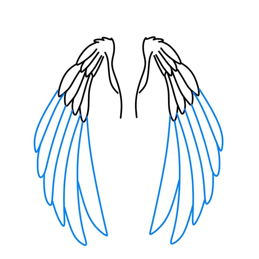 Hướng dẫn vẽ đôi cánh thiên thần đơn giản - Bước 3