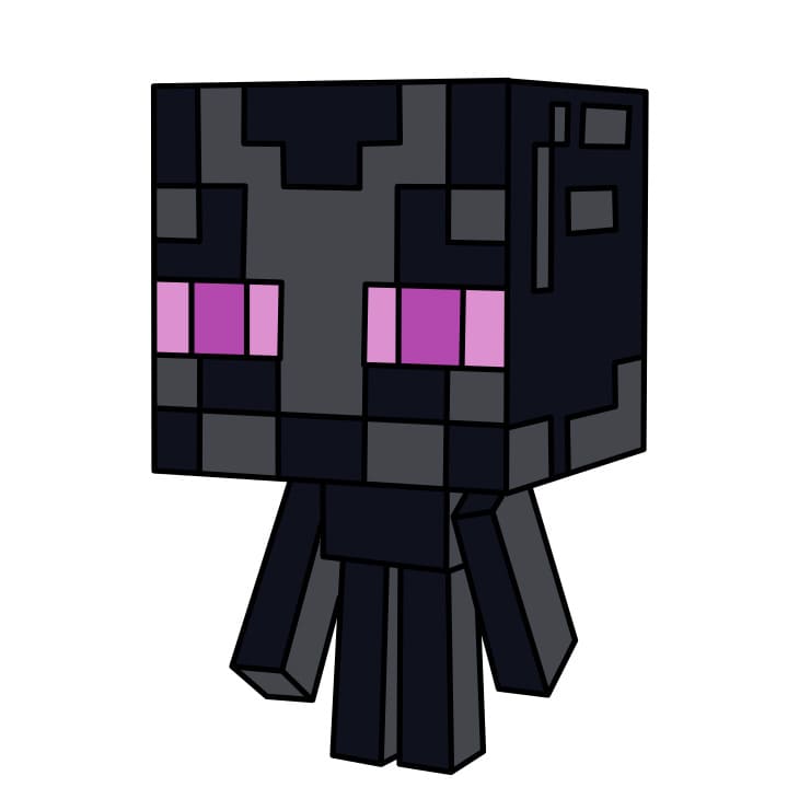 Hướng dẫn vẽ Enderman chi tiết từng bước cho bé - Bước 7