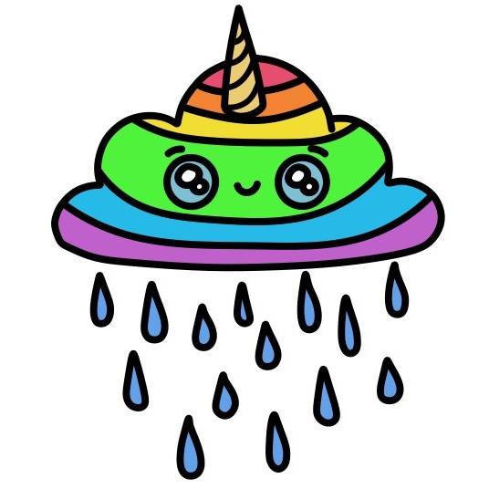 Hướng dẫn vẽ mây mưa cầu vồng. - Bước 9