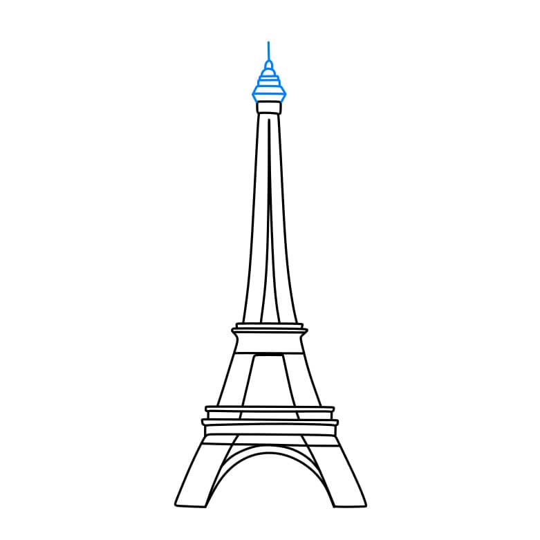 Hướng dẫn cách vẽ Tháp Eiffel đơn giản và đẹp cho bé - Bước 3