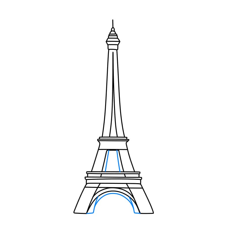 Hướng dẫn cách vẽ Tháp Eiffel đơn giản và đẹp cho bé - Bước 4