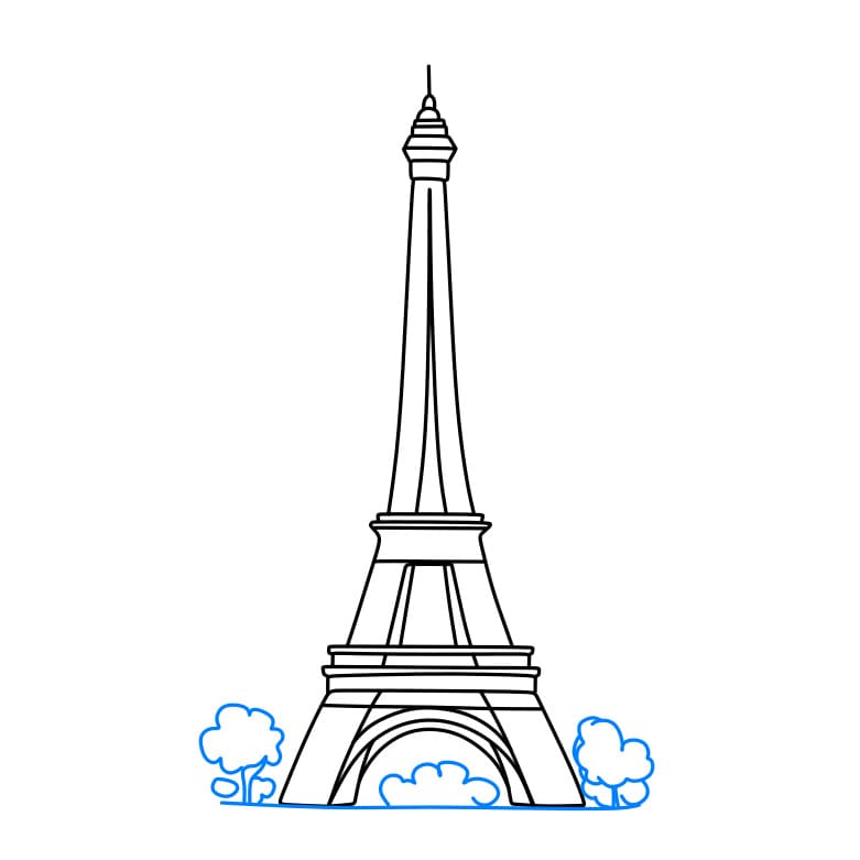 Hướng dẫn cách vẽ Tháp Eiffel đơn giản và đẹp cho bé - Bước 5