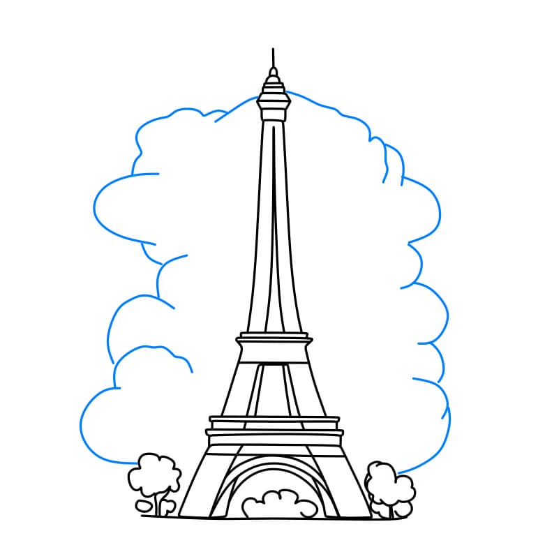 Hướng dẫn cách vẽ Tháp Eiffel đơn giản và đẹp cho bé - Bước 6