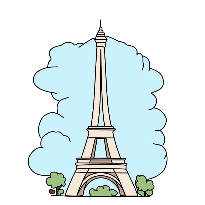 Hướng dẫn cách vẽ Tháp Eiffel đơn giản và đẹp cho bé - Bước 7