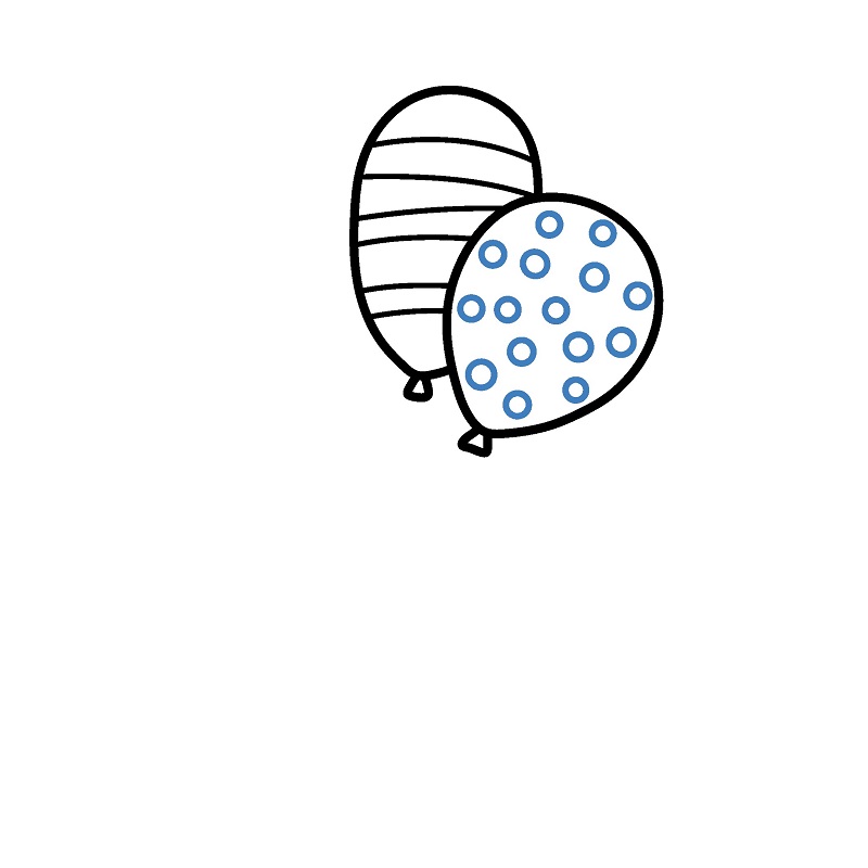 Hướng dẫn vẽ chùm bóng bay nhiều màu sắc. - Bước 4