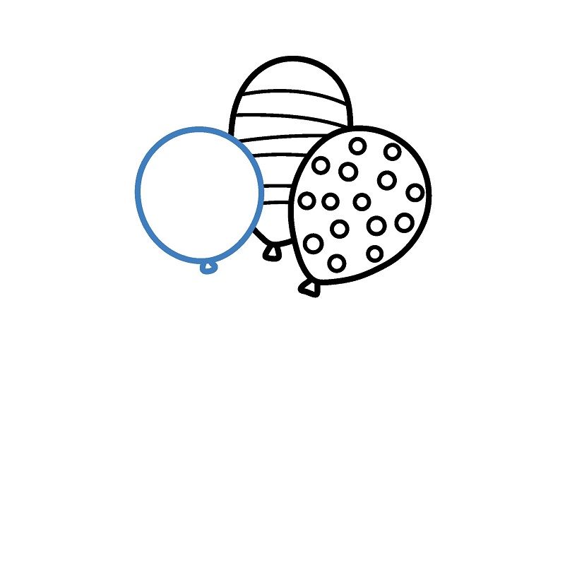 Hướng dẫn vẽ chùm bóng bay nhiều màu sắc. - Bước 5