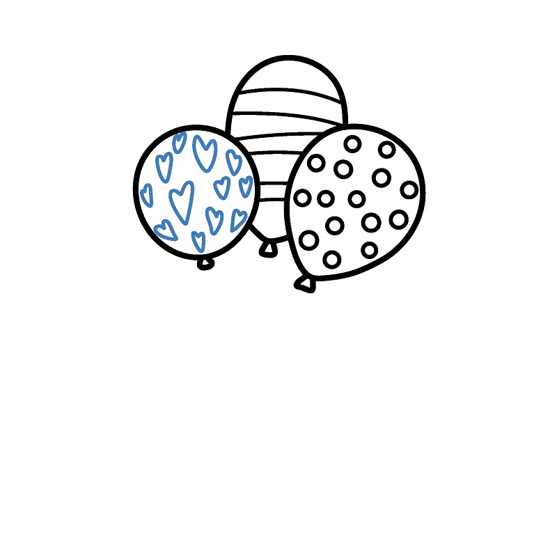 Hướng dẫn vẽ chùm bóng bay nhiều màu sắc. - Bước 6