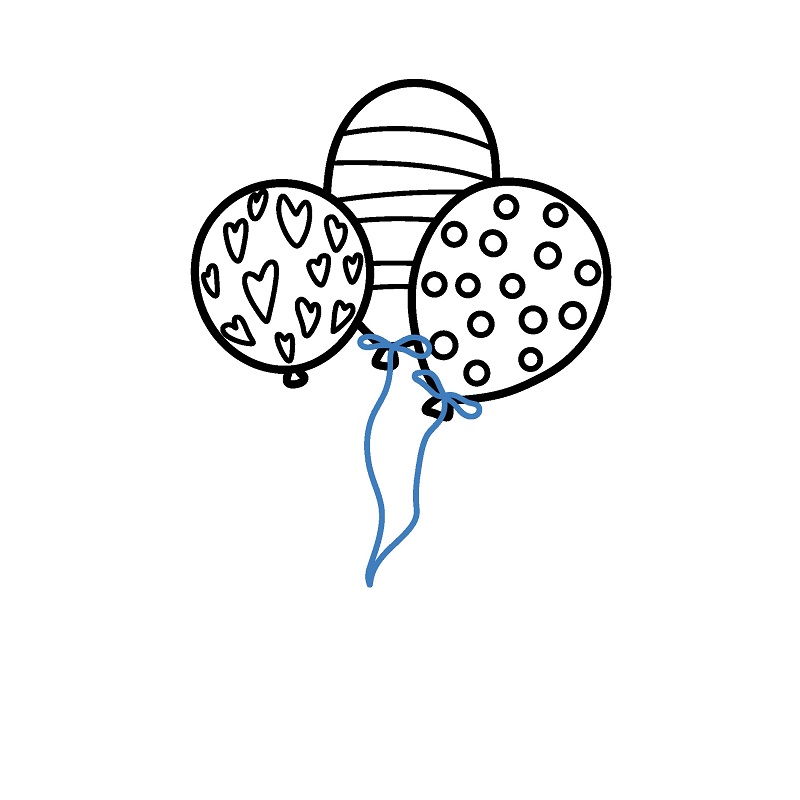 Hướng dẫn vẽ chùm bóng bay nhiều màu sắc. - Bước 7