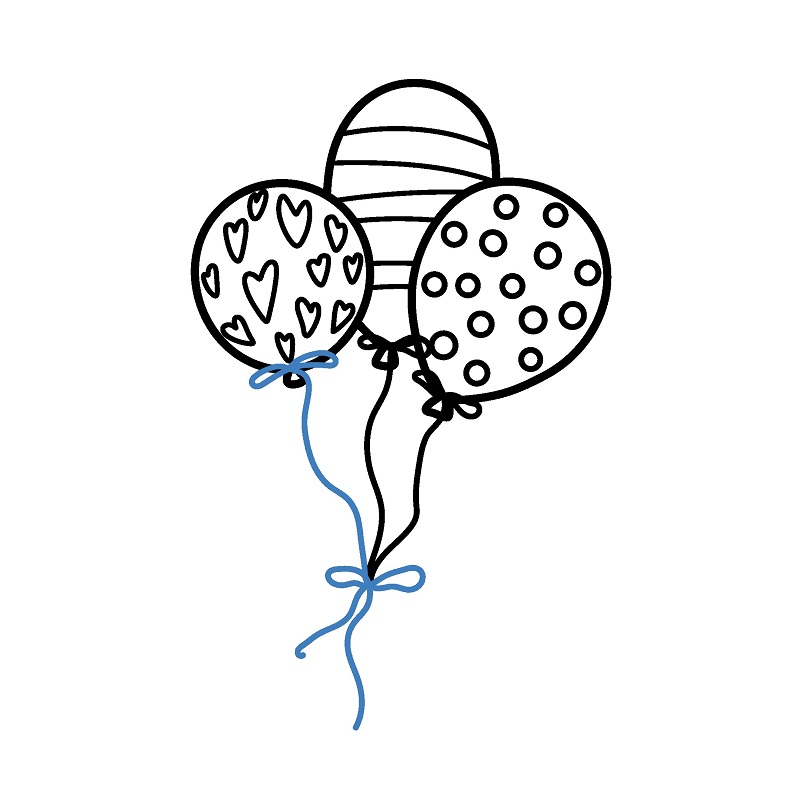 Hướng dẫn vẽ chùm bóng bay nhiều màu sắc. - Bước 8