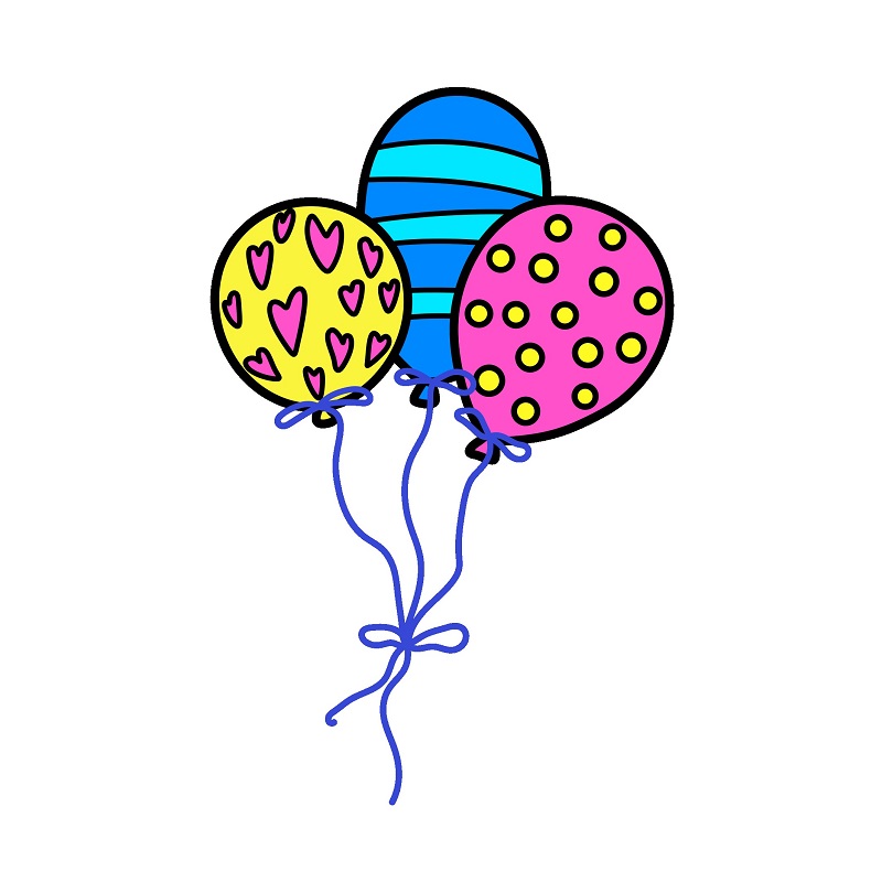 Hướng dẫn vẽ chùm bóng bay nhiều màu sắc.