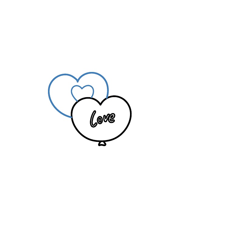 Hướng dẫn vẽ chùm bóng bay hình trái tim - Bước 3