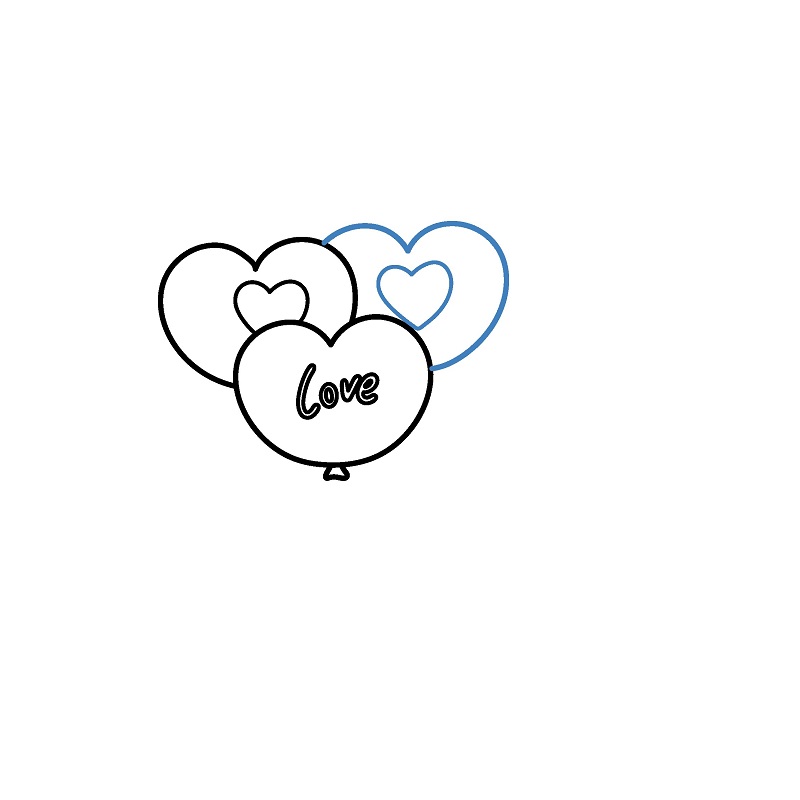 Hướng dẫn vẽ chùm bóng bay hình trái tim - Bước 4