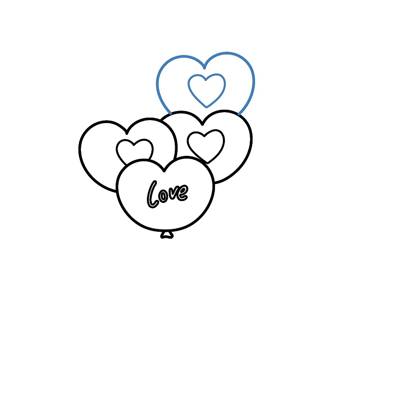 Hướng dẫn vẽ chùm bóng bay hình trái tim - Bước 5