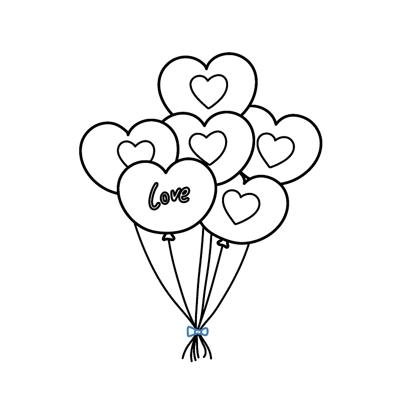 Hướng dẫn vẽ chùm bóng bay hình trái tim - Bước 9