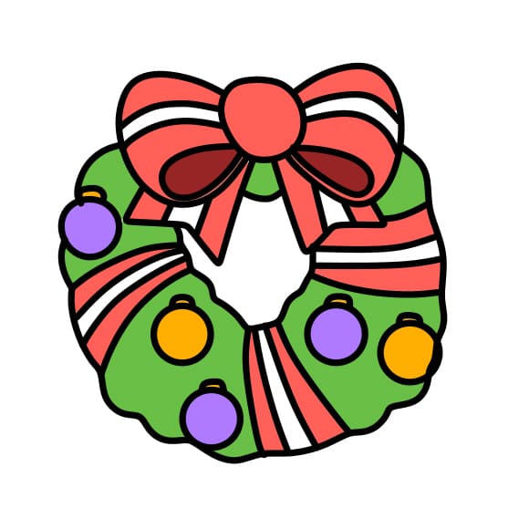 Hướng dẫn vẽ vòng hoa giáng sinh treo tường - Bước 6