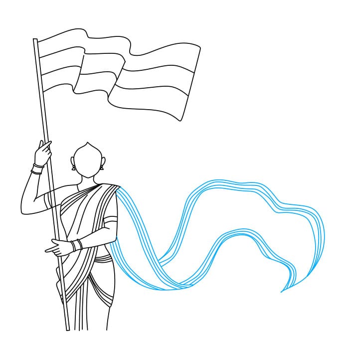 Hướng dẫn cách vẽ ngày quốc khánh của Ấn Độ cho bé - Bước 6