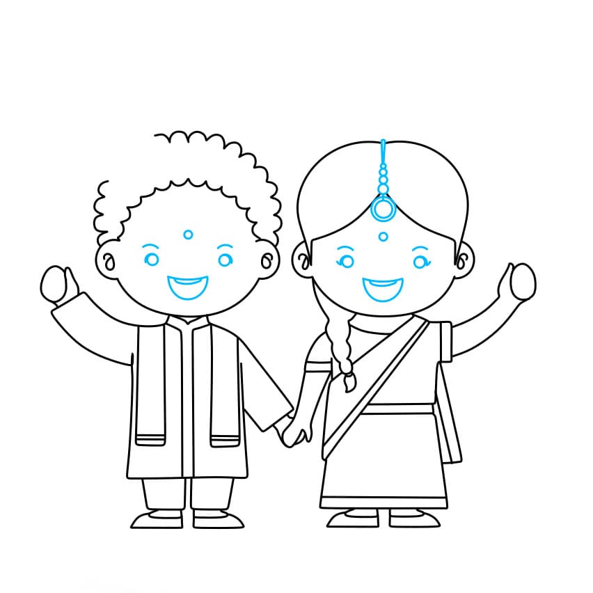 Hướng dẫn cách vẽ ngày quốc khánh của Ấn Độ cho bé - Bước 6