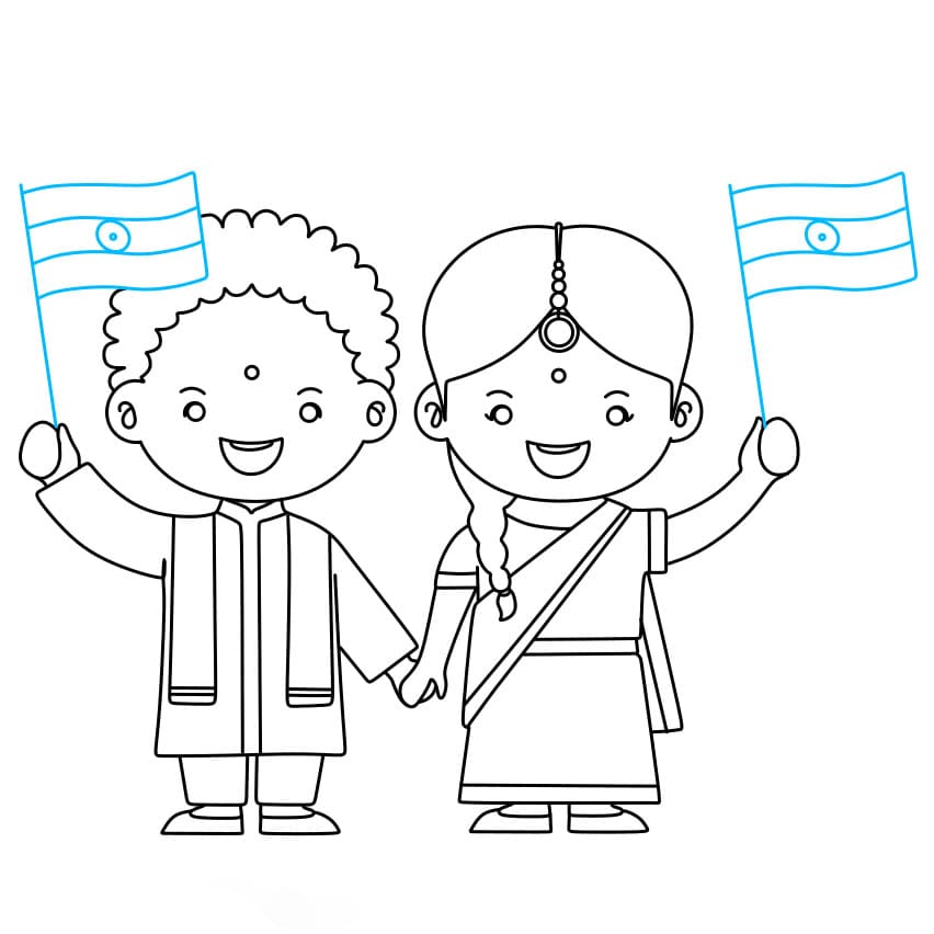 Hướng dẫn cách vẽ ngày quốc khánh của Ấn Độ cho bé - Bước 7