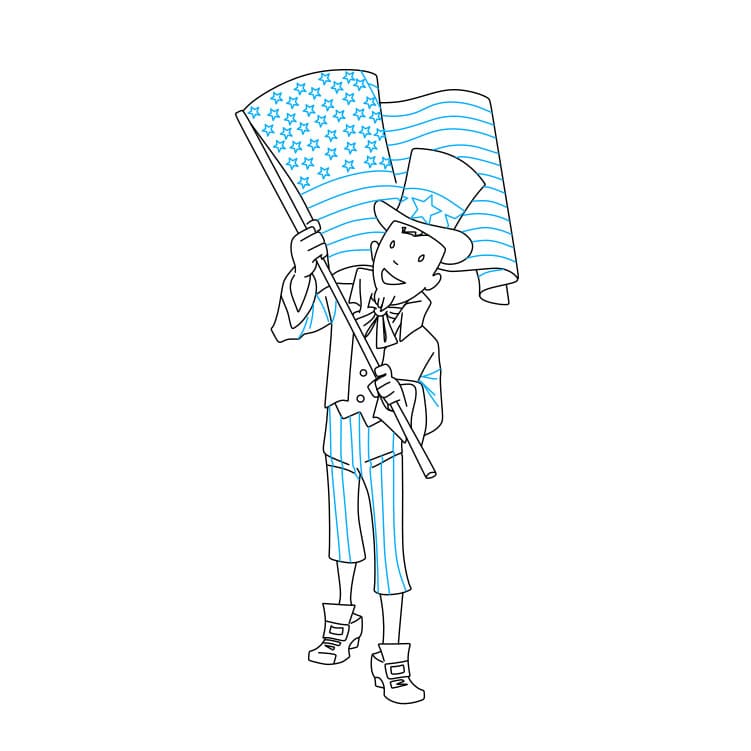 Hướng dẫn cách vẽ ngày quốc khánh của nước Mỹ cho bé - Bước 9