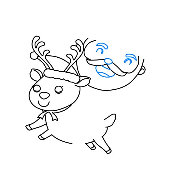 Hướng dẫn vẽ ông già Noel đang cưới trên con tuần lộc - Bước 11