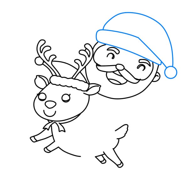 Hướng dẫn vẽ ông già Noel đang cưới trên con tuần lộc - Bước 12