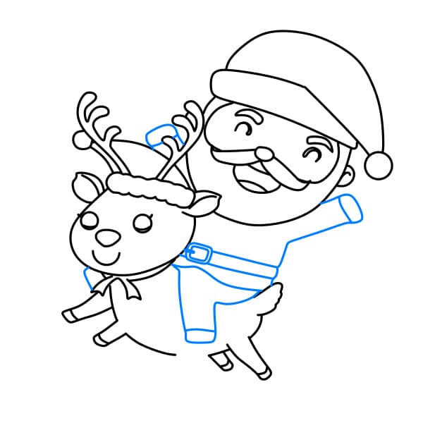 Hướng dẫn vẽ ông già Noel đang cưới trên con tuần lộc - Bước 13