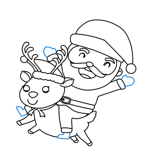 Hướng dẫn vẽ ông già Noel đang cưới trên con tuần lộc - Bước 14