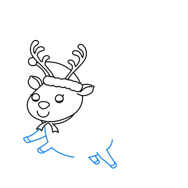 Hướng dẫn vẽ ông già Noel đang cưới trên con tuần lộc - Bước 7