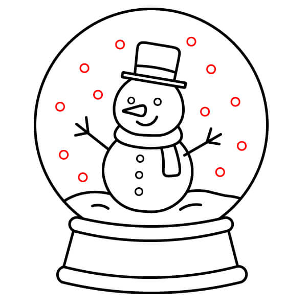 Hướng dẫn vẽ Quả Cầu Tuyết từng bước cho trẻ em - Bước 10