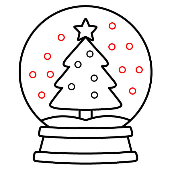 Hướng dẫn vẽ Quả Cầu Tuyết Giáng sinh thú vị dành cho trẻ em - Bước 10