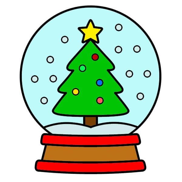 Hướng dẫn vẽ Quả Cầu Tuyết Giáng sinh thú vị dành cho trẻ em - Bước 11